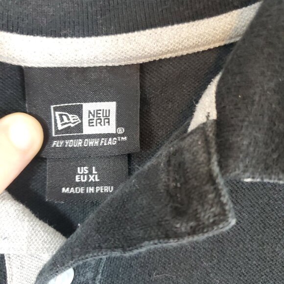 New Era Mens Black Short Sleeve Polo Shirt Sz Large - Picture 6 of 12